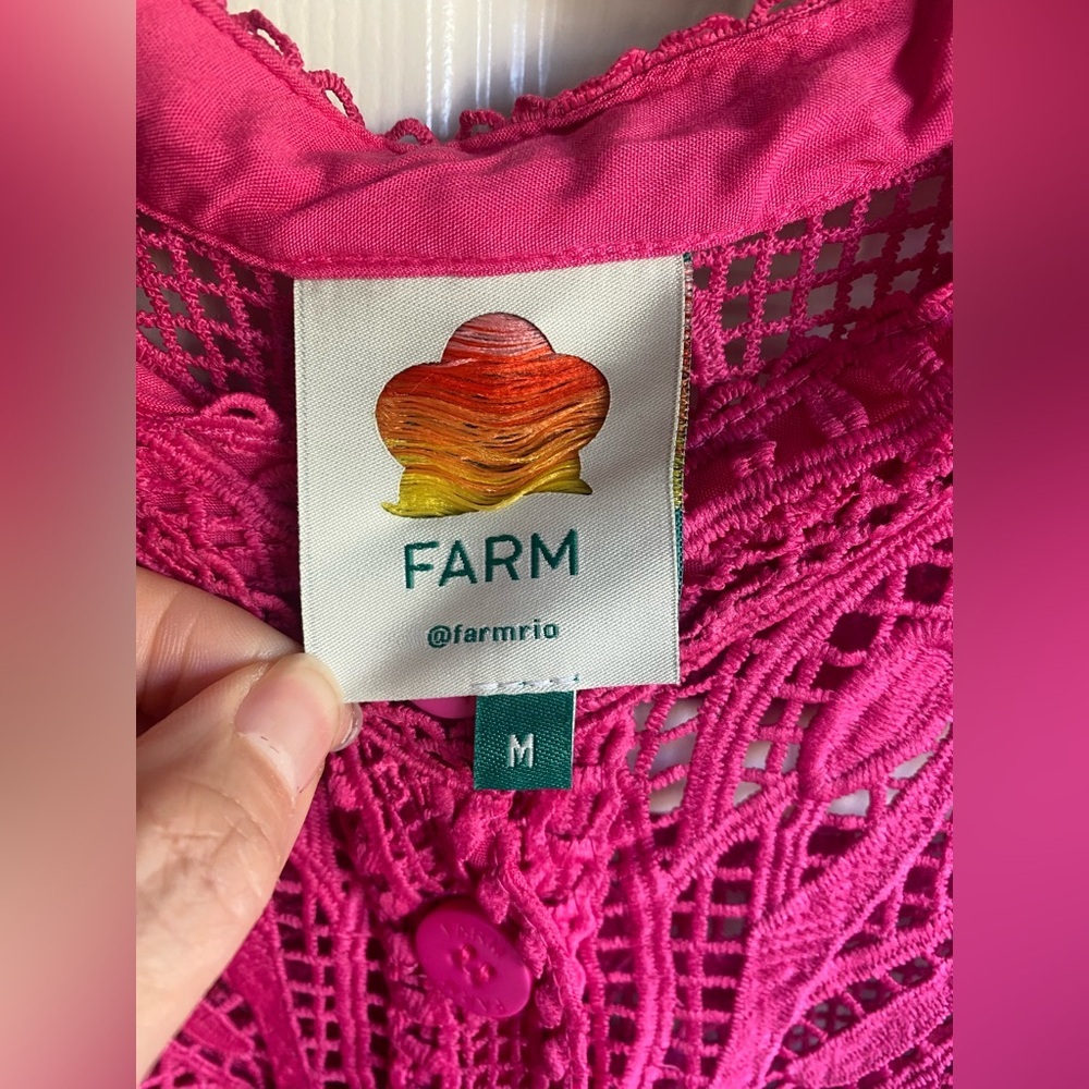 New Farm Rio Pink Guipire Eyelet Maxi Dress - Picture 8 of 14